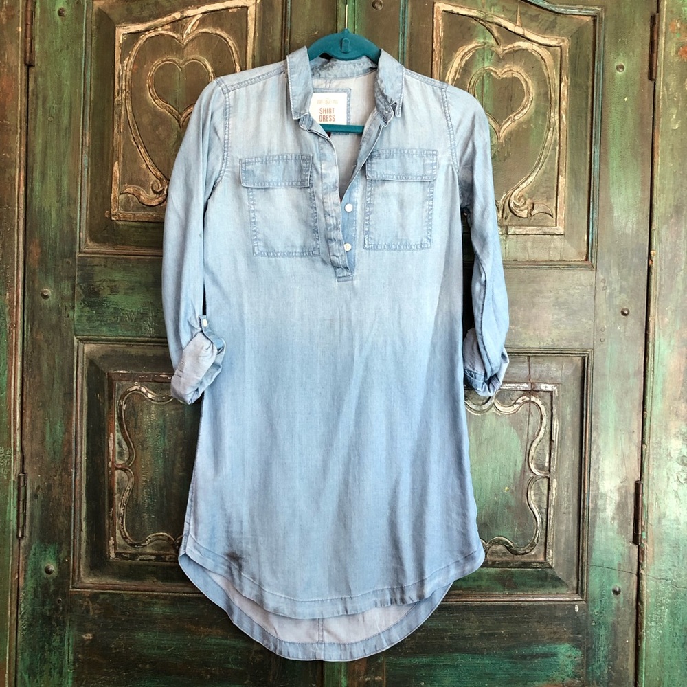 Blue denim soft shirt dress XS